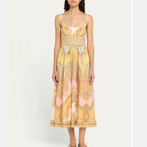 Zimmermann Maxine Paisley Linen Midi Dress
